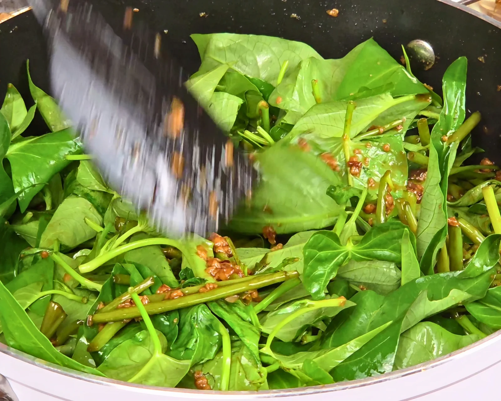 Adobong Kangkong with Latik process photo 3