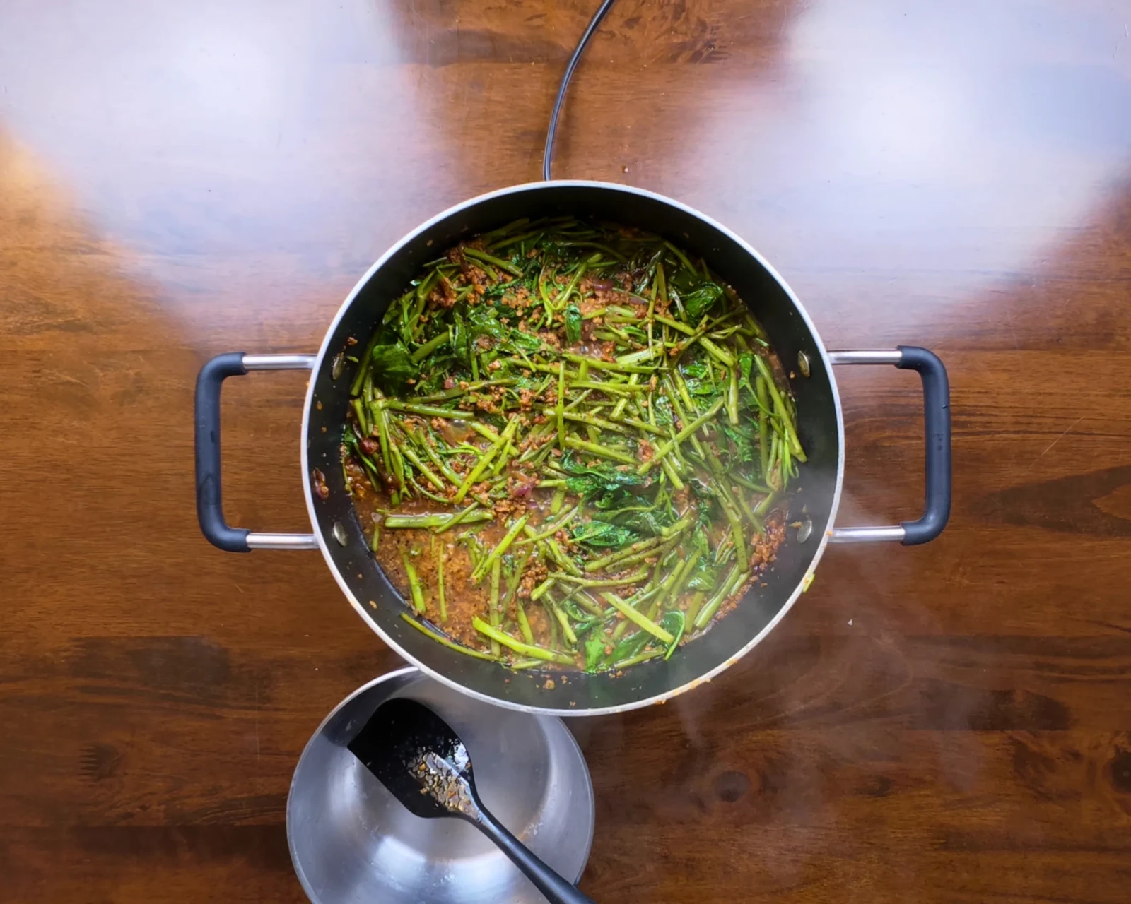 Adobong Kangkong with Latik process photo 6