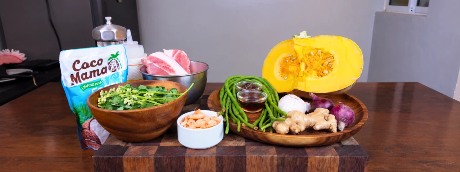 Ingredients for Ginataang Kalabasa at Sitaw