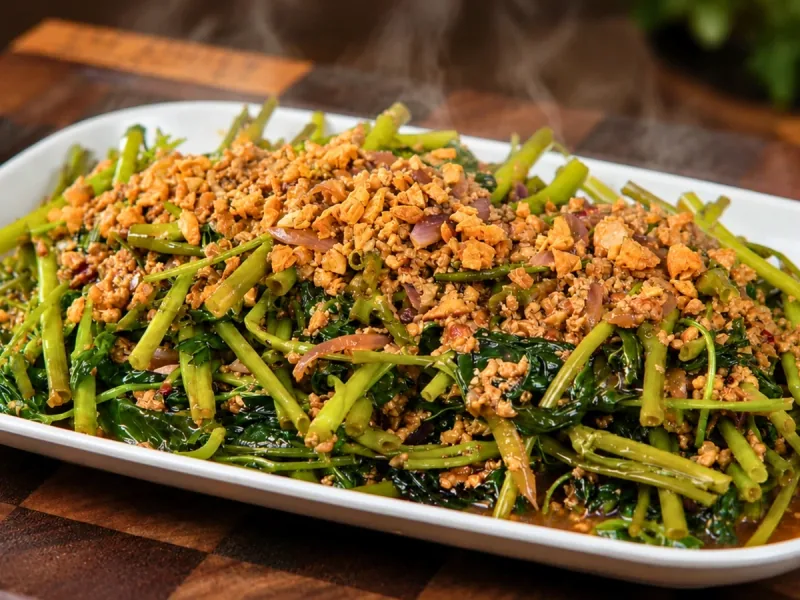 Adobong Kangkong with Latik