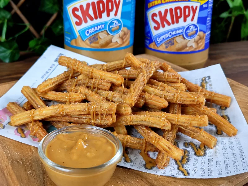 Churro Fries with Peanut Butter Sauce